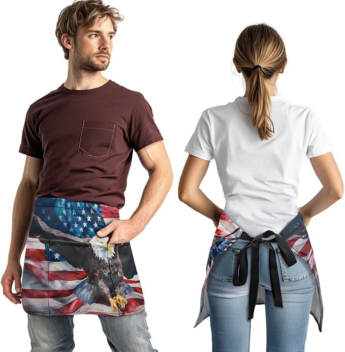 Server Apron with 3 Pockets, Waterproof Oil Waitress Waiter Half Apron - Image 3