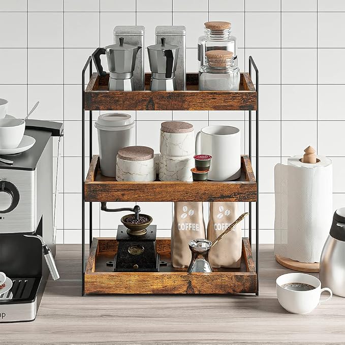 Bathroom Counter Organizer, 3-Tier Wood Spice Rack Organizer - Image 6