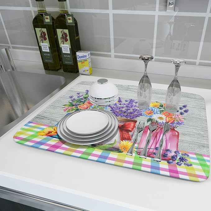 Kawani Spring Summer Flowers Dish Drying Mat - Image 6
