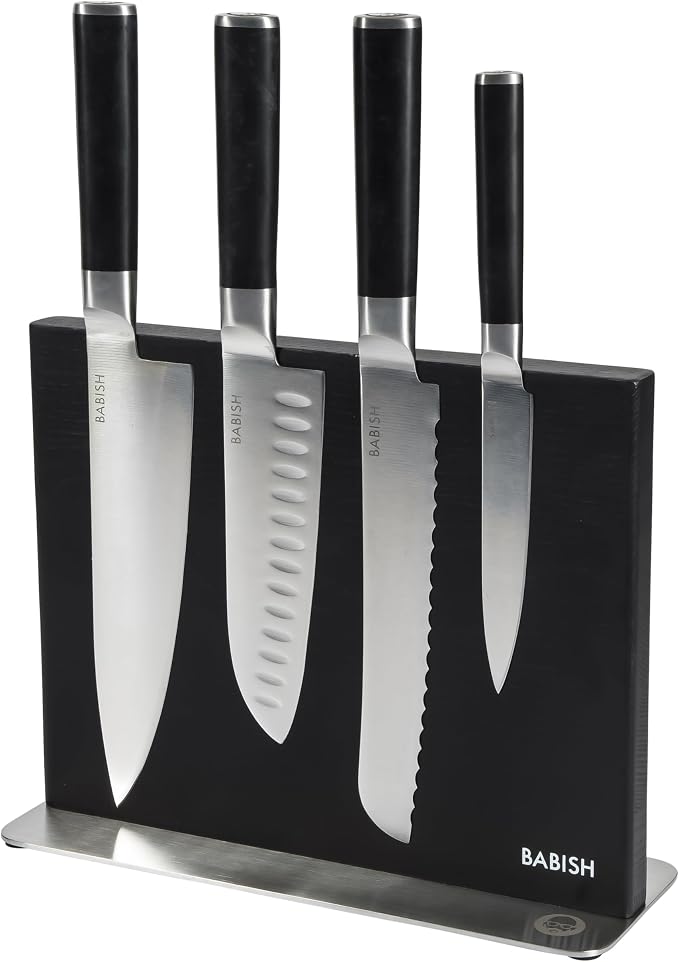 Babish 5-Piece Magnetic Forged Kitchen Knife Block Set – 1.4116 German Steel by Babish