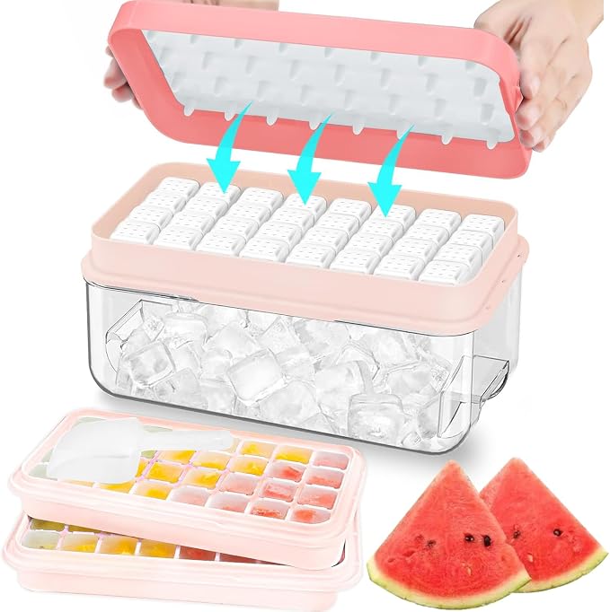 Ice Cube Tray with Lid and Bin, Ice Cube Pop Out Tray, Ice Cube Trays by ZZWILLB