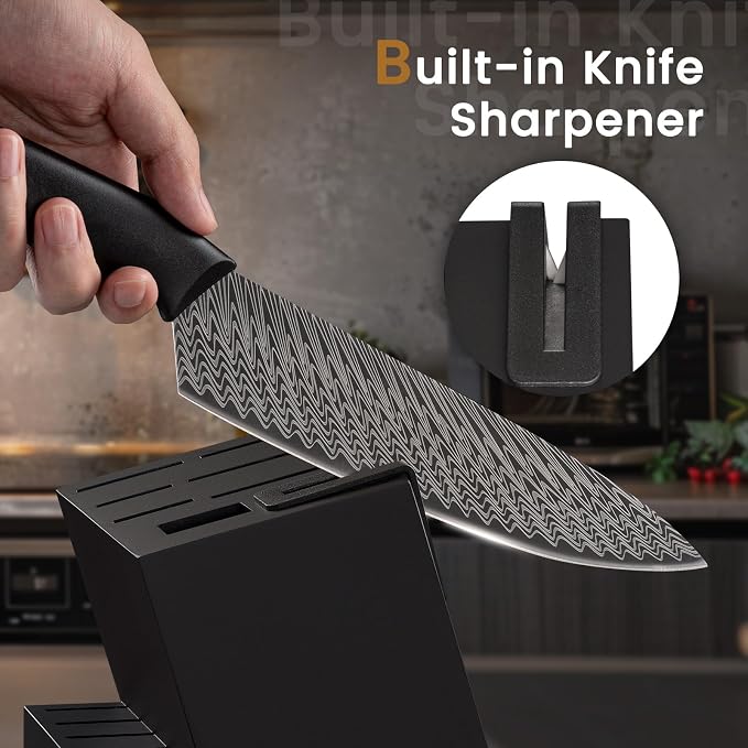 Knife Set, Amorston 15 Pieces Kitchen Knife Set - Image 5