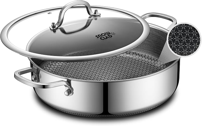 Saute Pan, Hybrid Non Stick 5 Quart Everyday Braiser pan, Chicken Fryer by SNOWCLAD