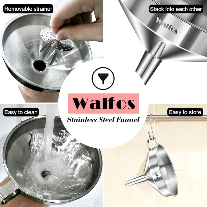 Stainless Steel Funnel, Walfos Kitchen Funnel - Image 5