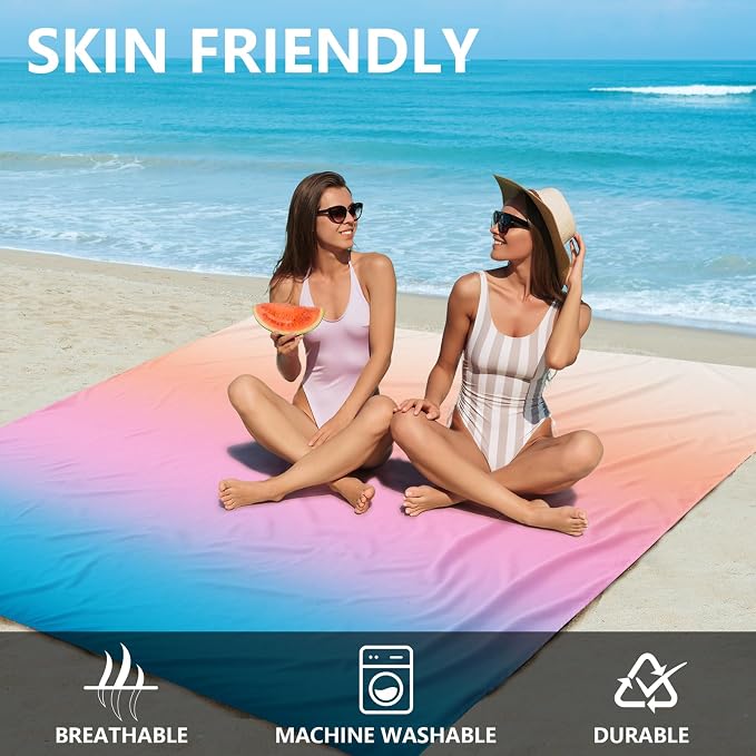 WIWIGO Beach Blanket Waterproof Sandproof Beach Mat 79" X 83"/10'x9'for 2-8 - Image 3