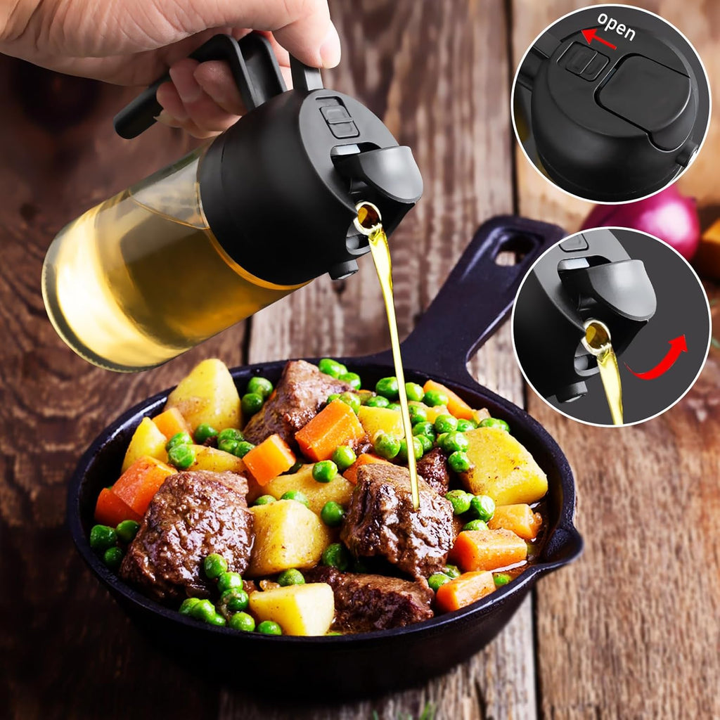 2 in 1 Glass Oil Sprayer & Dispenser,16oz/470ml Olive Cooking, Air