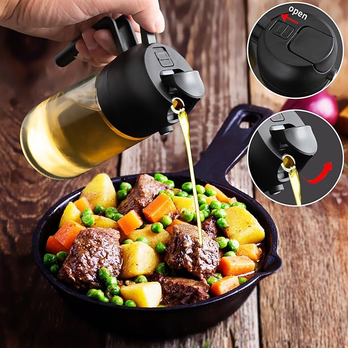 2 in 1 Glass Oil Sprayer & Dispenser, 16oz/470ml Olive Cooking, Air Fryer - Image 4