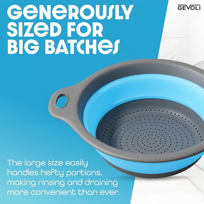 Gevoli Strainer with Self-Draining Base Over-Sink Collapsible Kitchen Colander - Image 4