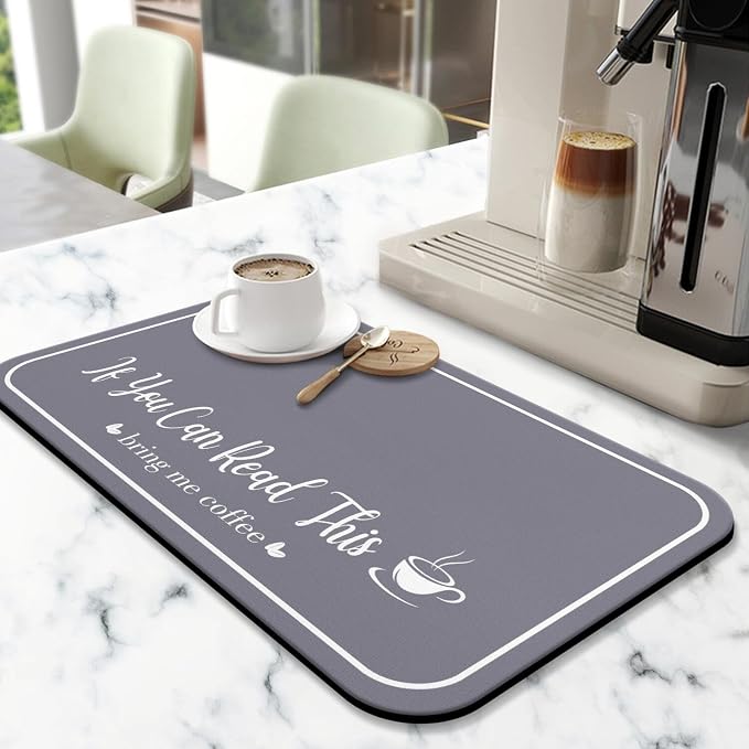 Coffee Bar Mat for Countertops 19inx12in, Absorbent Hide Stain Anti-Slip Cafe - Image 2