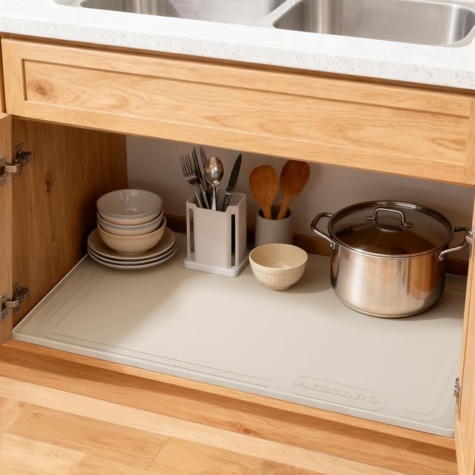 Aisslro Under Sink Mat 34" X 22", Waterproof Silicone Cabinet Organizer - Image 8