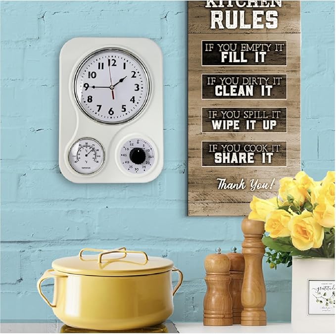 Lily's Home - 9.5 Inch x 12.5 Inch - Retro Kitchen Wall Clock, Vintage Wall - Image 5