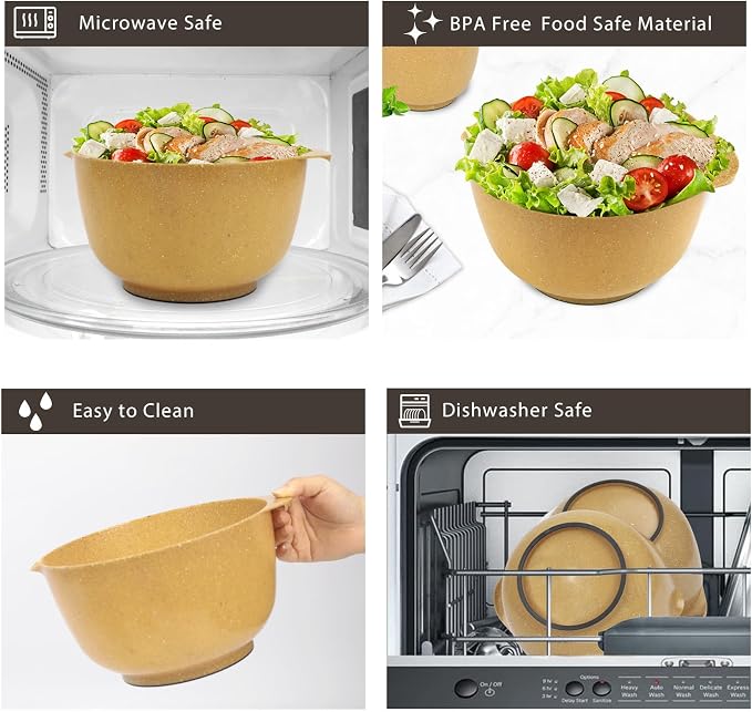 BoxedHome Dressing Bowl Set Red Pine Fiber Salad Bowls Non-Slip Stackable - Image 4