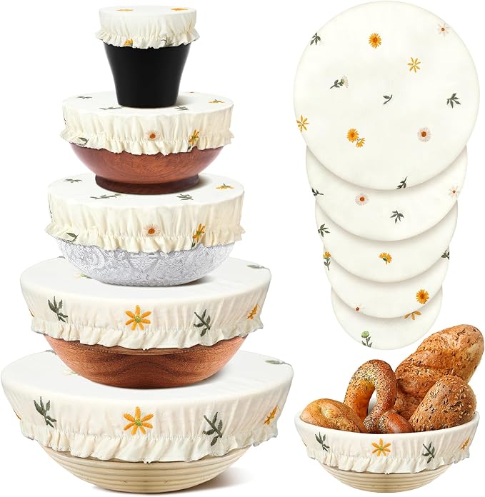Patelai 10 Pcs Bowl Covers Reusable in 5 Size Stretch Cloth Fabric Elastic Food by Patelai