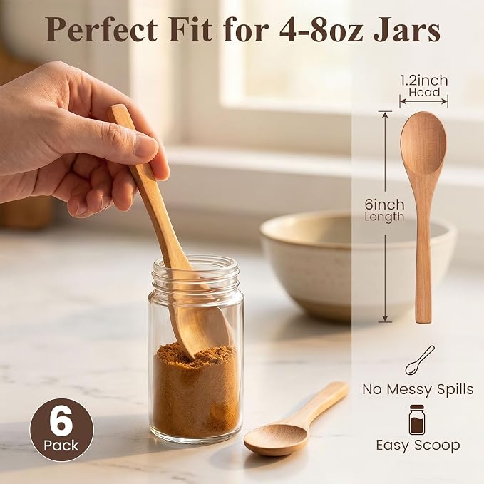 HANSGO Small Wooden Spoons, 6 Inches - Image 2