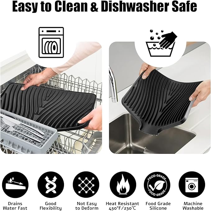 TIKNIK Silicone Dish Drying Mat, Stone Drying Mat - Image 4