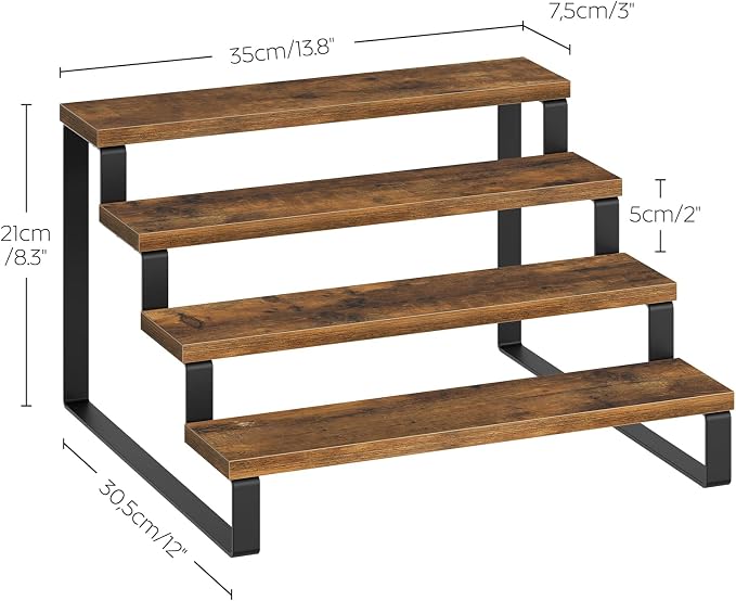 YATINEY Spice Rack, 4 Tier Wooden Display Riser Stand, Kitchen Storage Organizer - Image 9