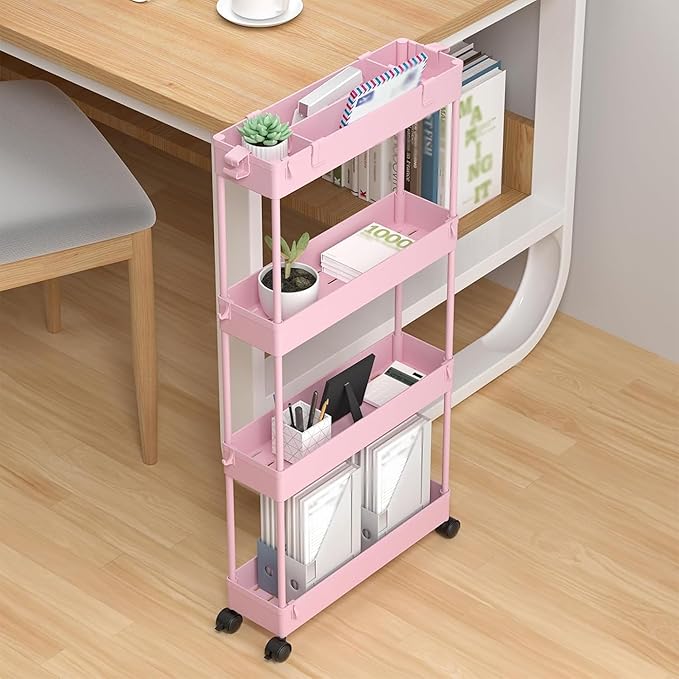 SPACELEAD 2-piece Set Slim Storage Cart 3 Tier, Bathroom Organizer Rolling - Image 7