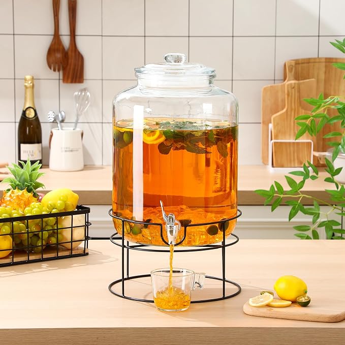 Honeydak 1 Pack 4 Gallon Glass Beverage Dispenser - Image 6