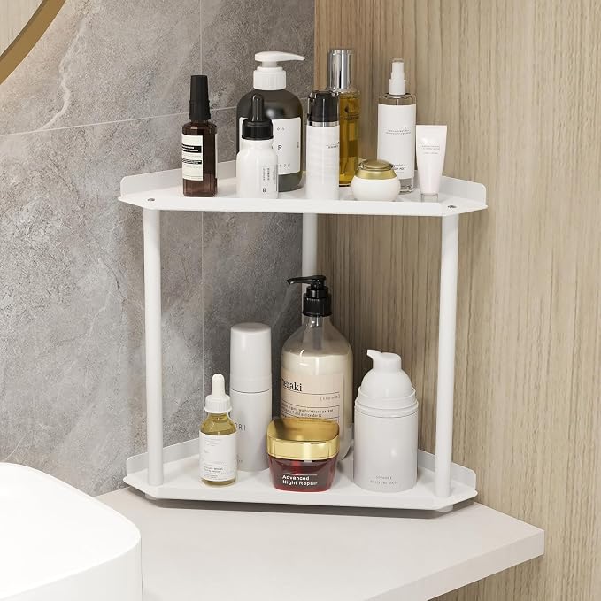 Jesginboo 2 Tier Bathroom Counter Organizer, Vanity Organizer Corner Shelf - Image 2