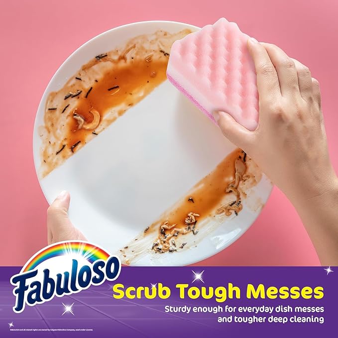 Fabuloso Scratch-Free Kitchen Dish Sponges, Rainbow Cellulose Scrubber Sponge - Image 3