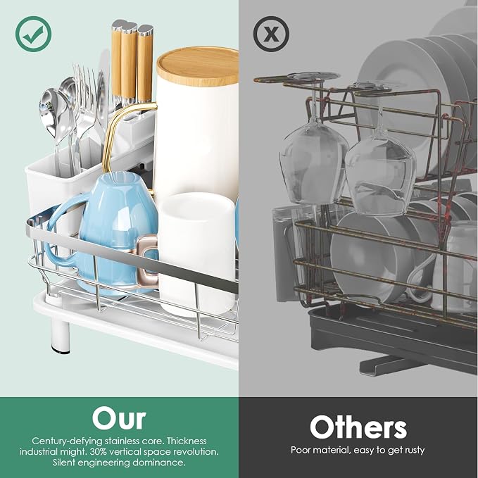MOUKABAL Dish Drying Rack, Dish Rack, Stainless Steel Dish Racks - Image 5