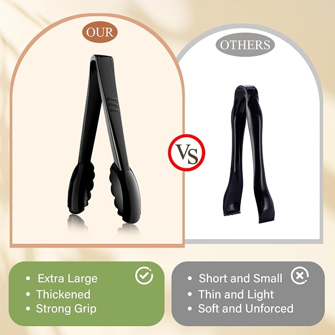 Mwellewm 24 Pc Plastic Tongs for Serving 9 Inch Bulk Reusable or Disposable - Image 5