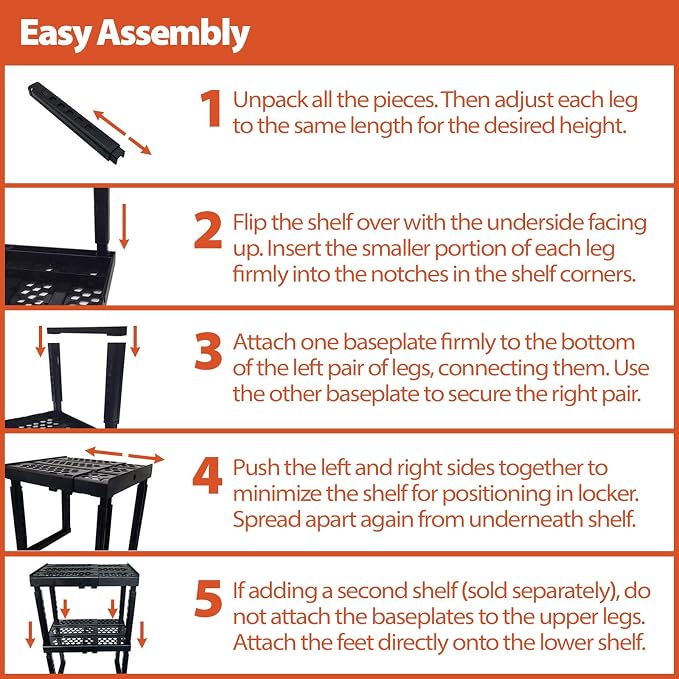 Piffny Locker Organizer Shelf， Adjustable Width and Height, Ideal Locker Shelf - Image 5