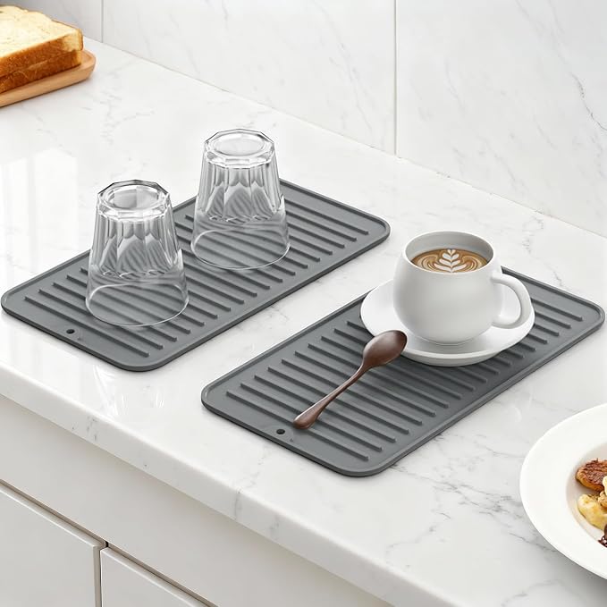Songrey 12" x 6.5" Silicone Dish Drying Mat, Kitchen Counter Drying Pad - Image 3