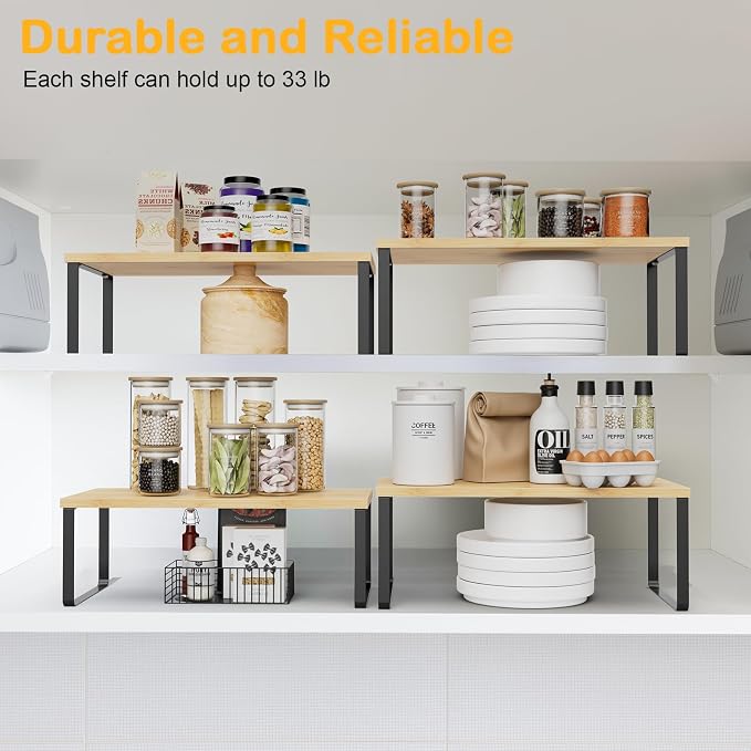 OGEMXU Cabinet Shelf Organizers, 15.7 inches Large Kitchen Counter Shelf - Image 4