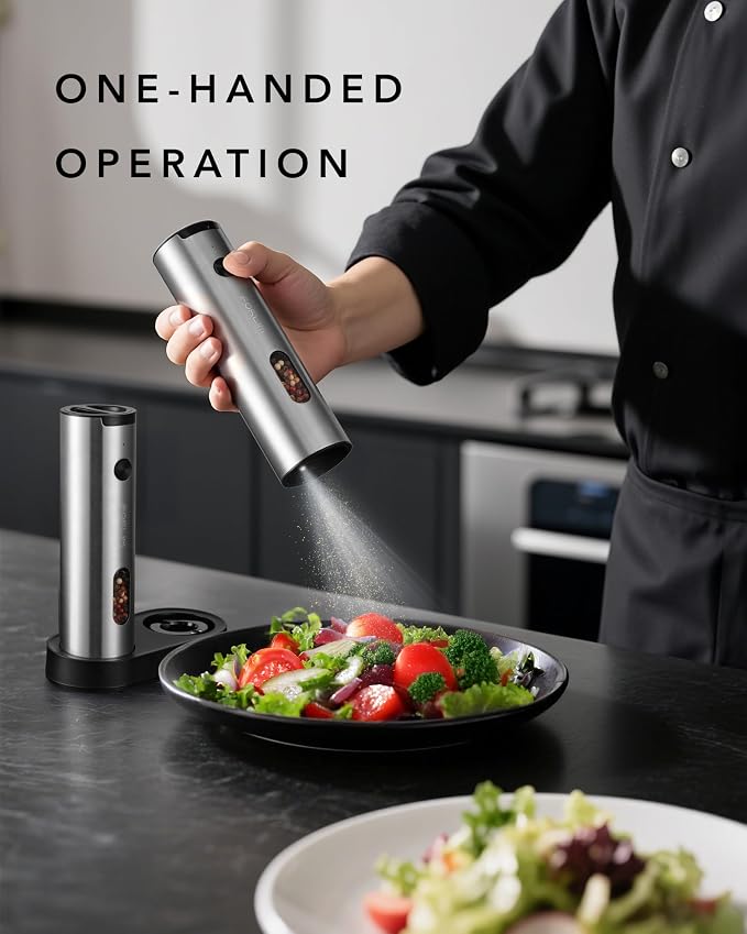 FORLIM Electric Salt and Pepper Grinder Set Rechargeable, Auto Salt and Pepper - Image 3