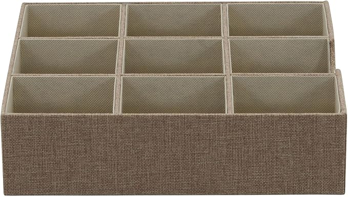 Household Essentials Brown 723-1 Deep 9 Section Drawer Organizer Box - Image 7
