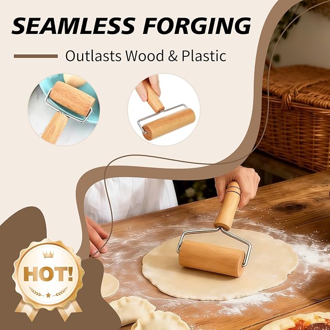 Pizza Rolling Pin Small Rolling Pin Wooden Dough Roller Non Stick Pizza Dough - Image 3