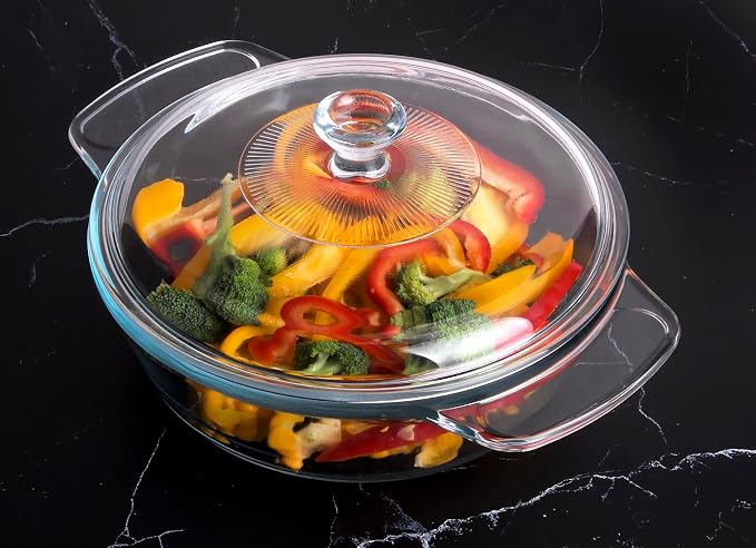 Clear Round Glass Casserole - Image 3