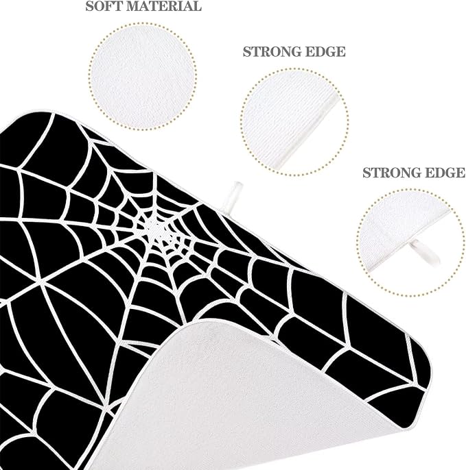 Halloween Spiderweb Dish Drying Mat 18 x 24 inch Halloween Scary Themed Black - Image 3