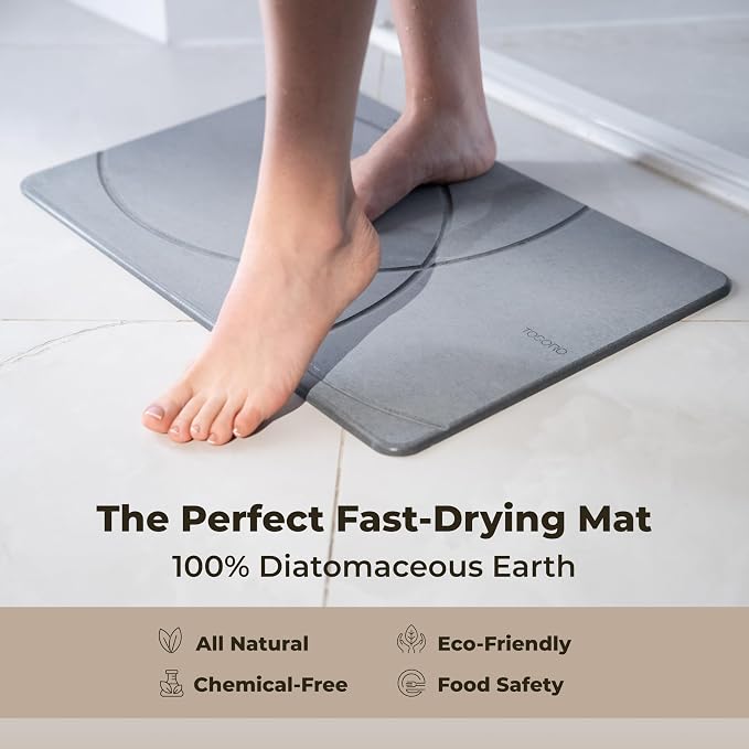 TOSORO - Stone Bath Mat Diatomaceous Earth Shower Mat Non-Slip Super Absorbent - Image 4
