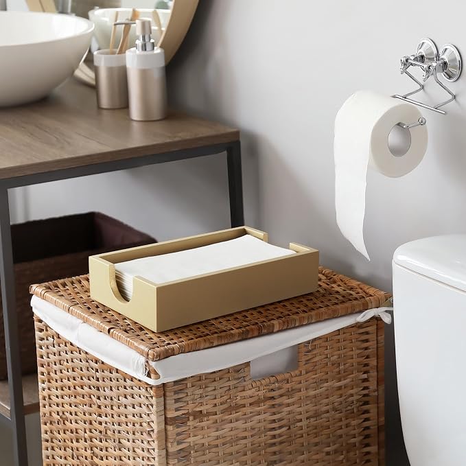 Gold Napkin Holder for Bathroom, Wooden Guest Towel Holder Tray for Bathroom - Image 6