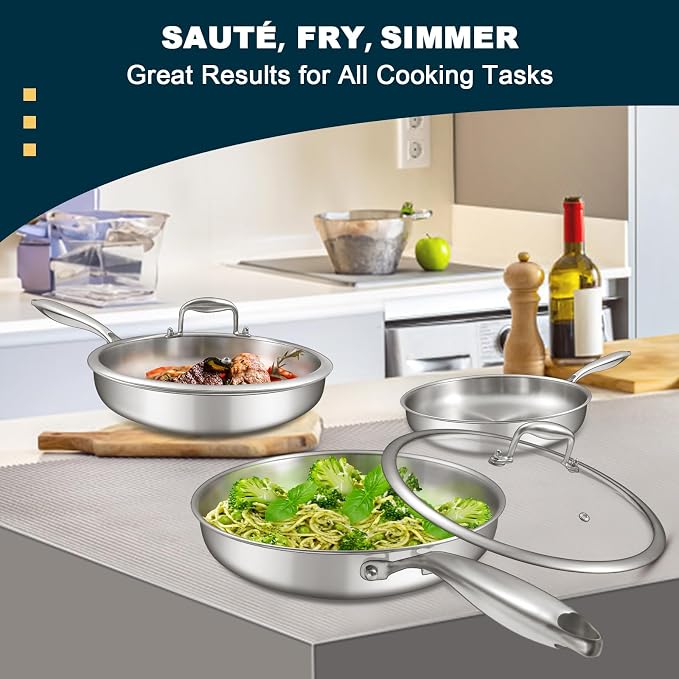 Tri-Ply Stainless Steel Frying Pans Set - Image 2