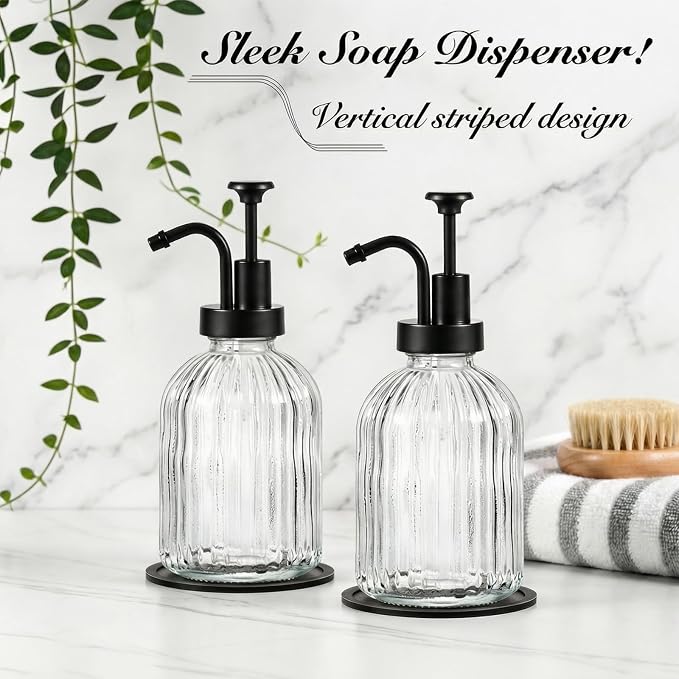 SheeChung Clear Glass Soap Dispenser, 12 Oz Liquid Hand Soap Dispenser - Image 5