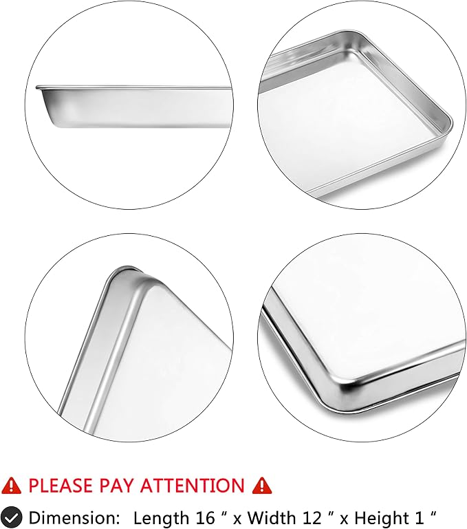 Cookie Sheet Baking Sheet, Bastwe Stainless Steel Bakeware Oven Tray, 16 inch - Image 5