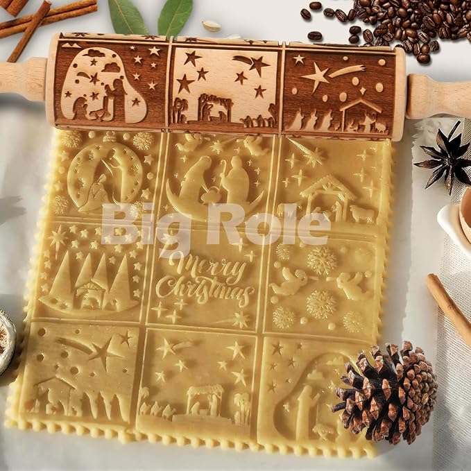 Christmas Embossed Rolling Pin for Baking Cookies Embossing Rolling Pins - Image 7