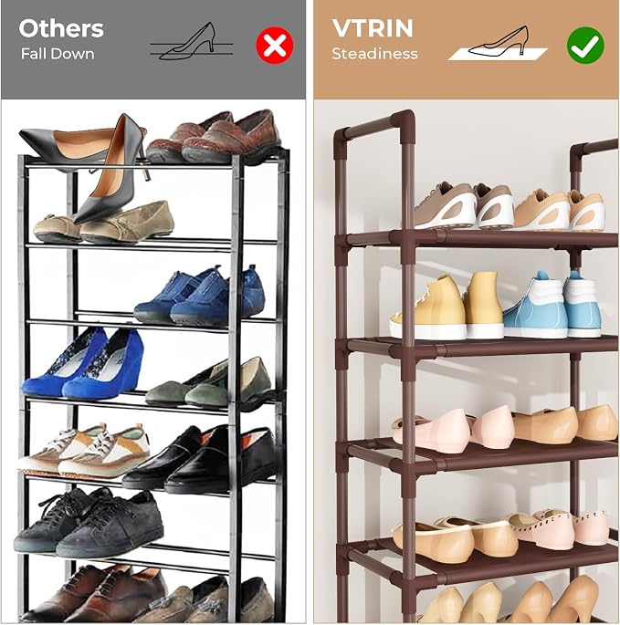 VTRIN 10 Tiers Tall Shoe Rack Holds 20-25 Pairs of Shoes Sturdy Vertical Shoe - Image 6