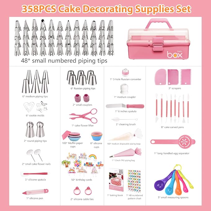 Cake Decorating Supplies Tools Kit: 358pcs Baking Accessories - Image 2