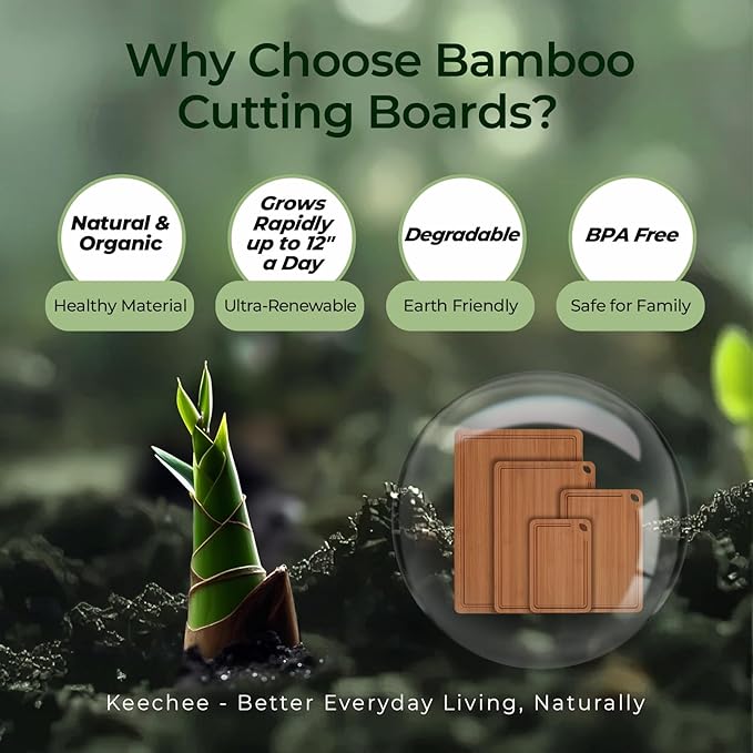 Keechee Wood Cutting Board, Carbonized Bamboo Cutting Boards Set - Image 8