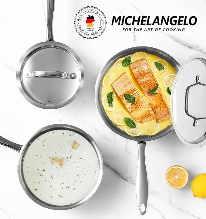 MICHELANGELO Stainless Steel Saucepan Set - Image 7