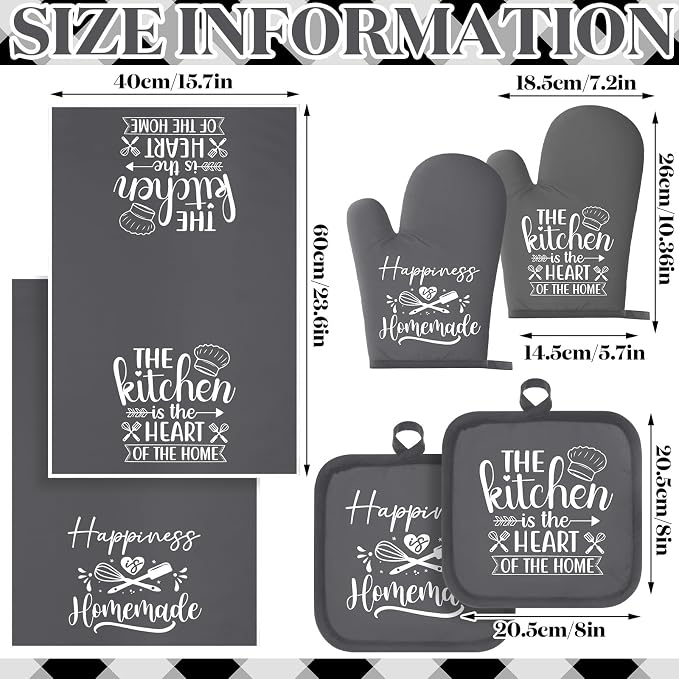 Sratte 6 Pcs Kitchen Decor Accessories Set Farmhouse Towels Pot Holders Oven - Image 4