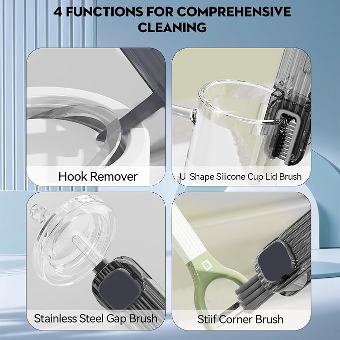 VIDONIO 4 in 1 Cup Lid Gap Cleaning Brush, Mutipurpose Tiny Silicone Cup Holder - Image 5