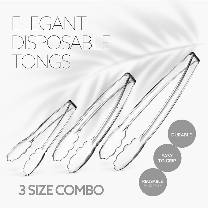 PlasticPro Clear Serving Tongs Combo Set - Image 3