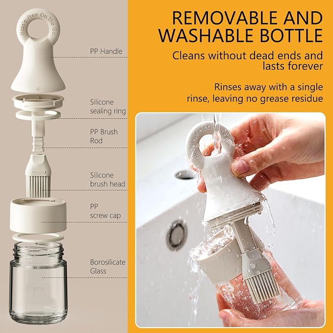 2 in 1 Oil Dispenser Bottle - 150ml/5.07oz Borosilicate Glass Basting Brush - Image 4