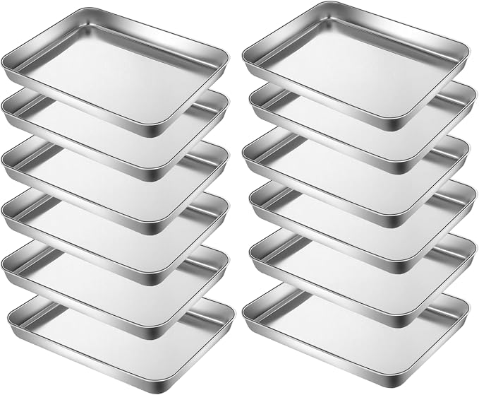 Little Serving Trays Stainless Steel 304 in Bulk Small Cookie Baking Sheet Pans by YourReliableKitchenPartner