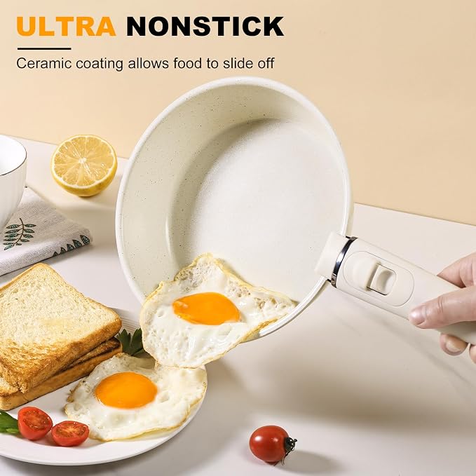 Pots and Pans Set Non Stick, Ceramic Cookware Set Nonstick Frying Pans 5 - Image 4
